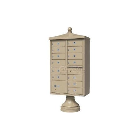 Florence Mfg Co Vital Cluster Box Unit w/Vogue Traditional Accessories, 13 Unit & 1 Parcel Locker, Sandstone 1570-13V2SD